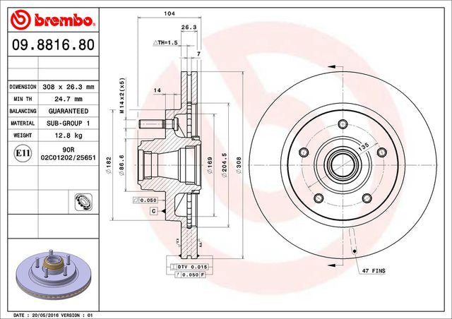 Disco Freno Brembo 09.8816.80 - Mi Refacción
