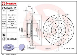 Disco Freno Brembo 09.A921.1X - Mi Refacción