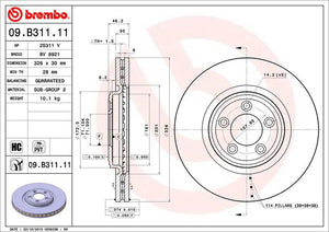 Disco Freno Brembo 09.B311.11 - Mi Refacción