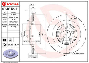 Disco Freno Brembo 09.B312.11 - Mi Refacción