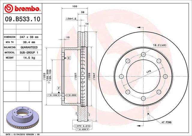 Disco Freno Brembo 09.B533.10 - Mi Refacción